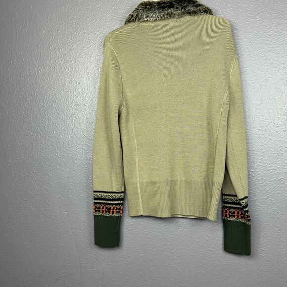 ATHLETA Womens Small Nordic Zip Sweater Faux Fur Trim Coat Wool Acrylic - Picture 2 of 5